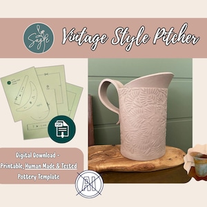 Vintage Style Pitcher Slab Template | DIY Ceramic Pottery Digital Pattern (PDF Download)