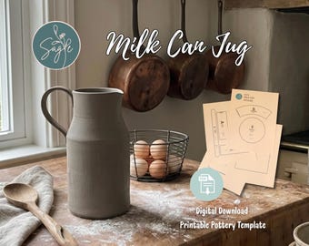 Milk Can Jug Pitcher Slab Template | DIY Ceramic Pottery Digital Pattern (PDF Download)