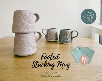 Molde para caneca de cerâmica empilhável com pé: Faça você mesmo: Molde digital para caneca de cerâmica (Download em PDF)