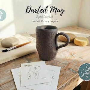 Darted Mug Pottery Template: Printable DIY Slab Building Pattern (Digital Download PDF)