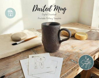 Darted Mug Pottery Template: Printable DIY Slab Building Pattern (Digital Download PDF)
