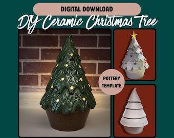 Printable Christmas Tree Pottery Template | DIY Ceramic Craft (Digital PDF)