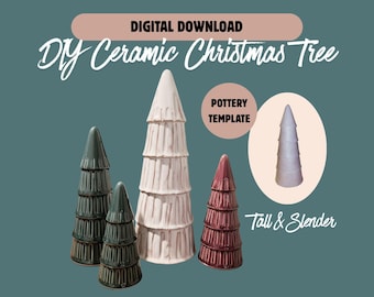 Quick Slender Christmas Tree Pottery Template | Easy Holiday Pottery Project - Printable PDF Download