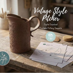 Vase | Vintage Style Krugplatte Vorlage | DIY Keramik Keramik Digitales Muster (PDF Download)