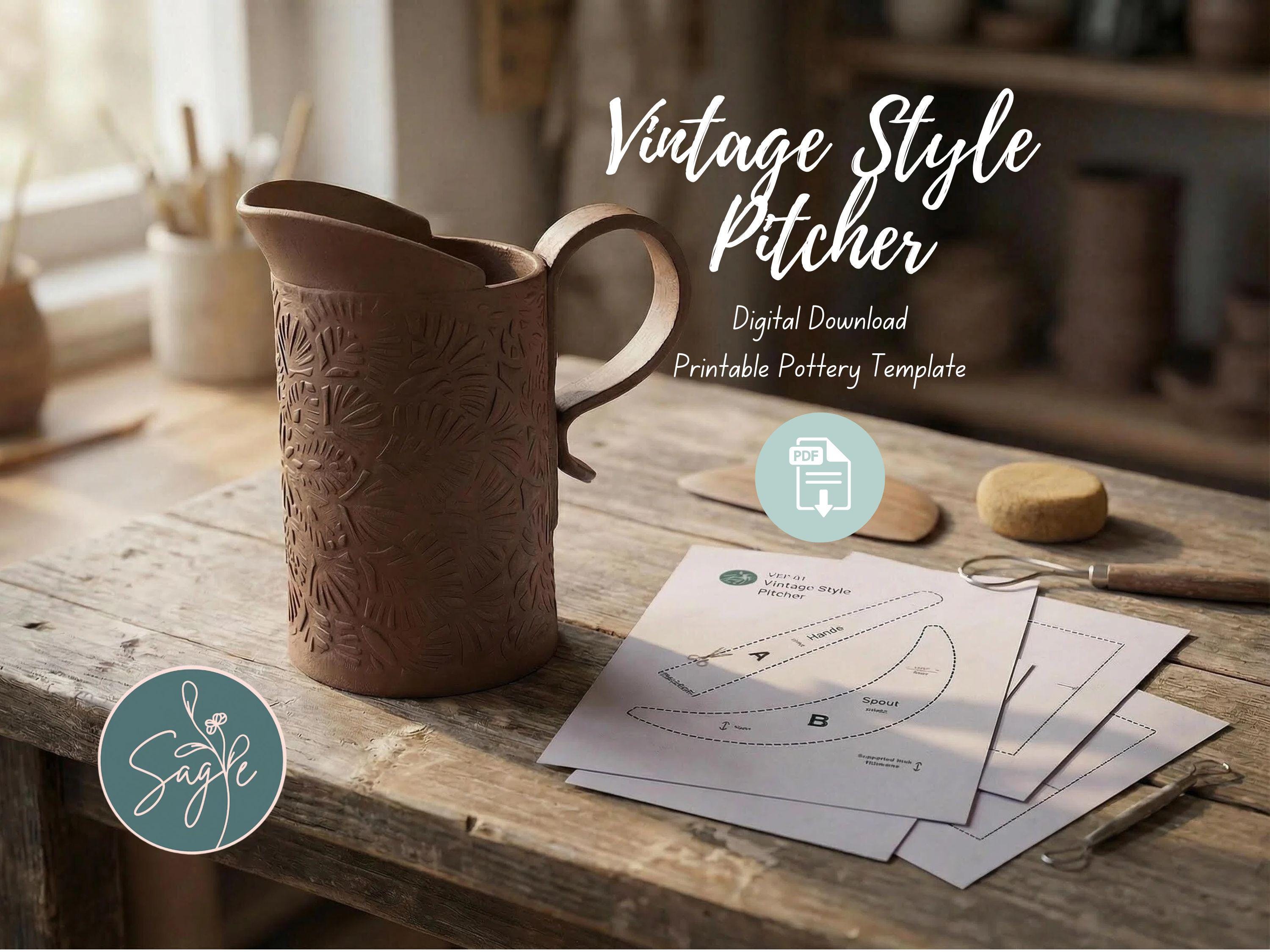 Vintage Style Pitcher Slab Template | DIY Ceramic Pottery Digital ...