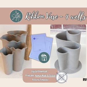 Vase | Ribbon Style Vase Slab Template | DIY Ceramic Pottery Digital Pattern (PDF Download)