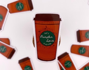 Adesivo in vinile lucido Pumpkin Spice Coffee / Decorazione autunnale