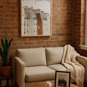 We'll Always Have Paris – Neutral Paris Rooftop Digital Print, Minimalist Wall Art, French Aesthetic Quote