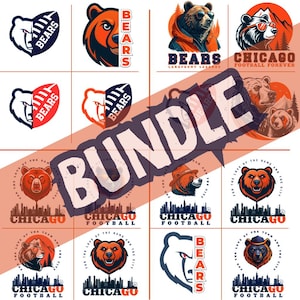 Chicago Bears-bundel, SVG- en PNG-bestanden 300 DPI, Chicago Bears, geschikt voor print on demand, Chicago Bears-T-shirt