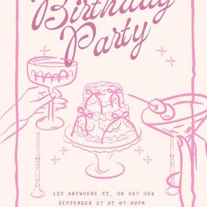 Rosé & Ribbons | Birthday Party Invitation