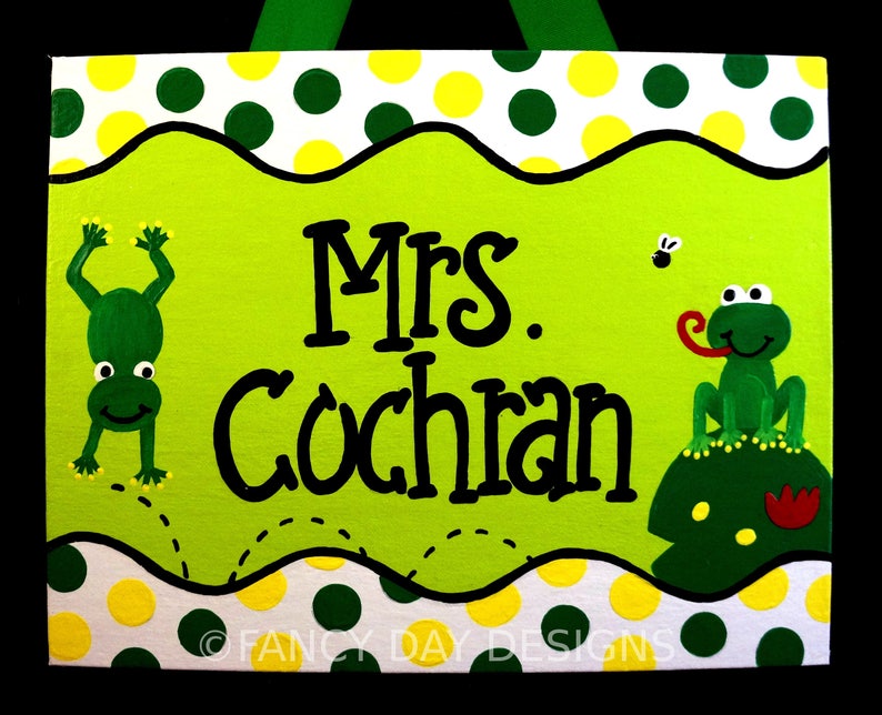 Frog Themed Teacher Door Sign Toad Themed Door Hanger Frog Etsy