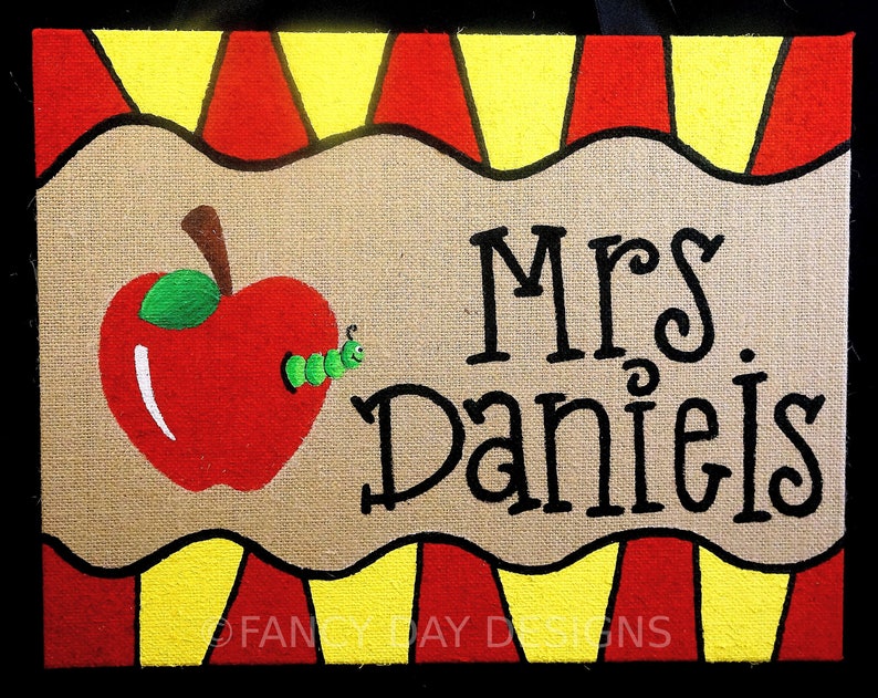 Apple Teacher Door Sign Custom Teacher Door Hanger Etsy
