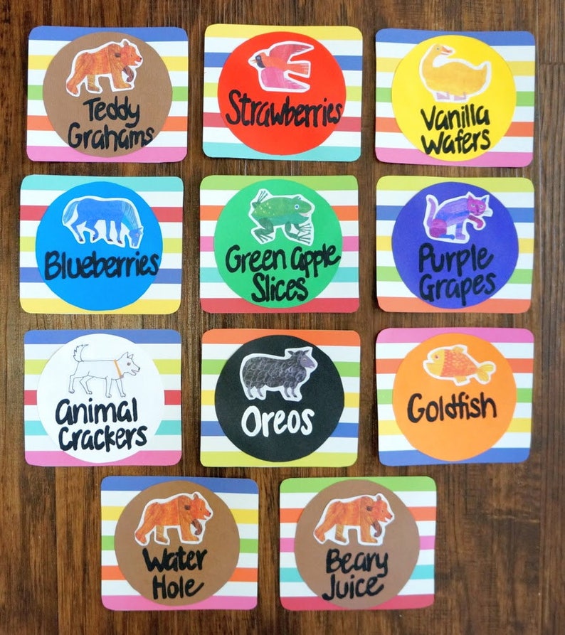 Brown Bear Food Labels Brown Bear Birthday Party Decorations Eric Carle Brown Bear 1st Birthday Brown Bear Decorations Brown Bear