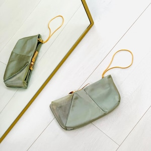 Gianfranco Ferré Vintage Satin Evening Bag – Rare 2000s Geometric Clutch with Gold Wire Strap