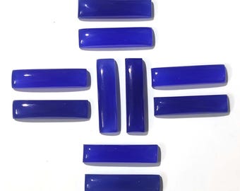 Natural Blue Chalcedony Cabochon, Dark Blue Rectangle (Loose Gemstone) Real Stone 6x18MM to 12x36 MM Wholesale Gemstone For Jewelry Making