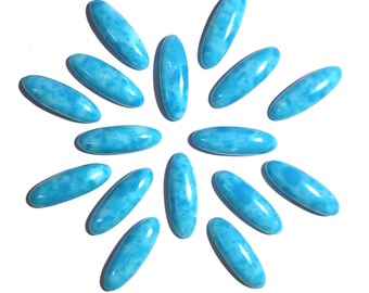 Larimar Cabochon Pierres précieuses de forme ovale, pierres précieuses de guérison, pierres précieuses de guérison à dos plat, pierres précieuses calibrées en vrac pour boucles d'oreilles, fabrication artisanale