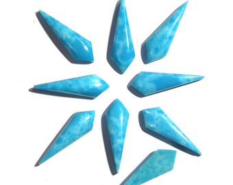 Cabochon bleu calibré en larimar Pierres précieuses larimar bleues en forme de goutte fantaisie pour bijoux en vrac, dos plat, pierres précieuses en gros de toutes tailles