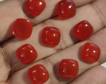 AAA + Roter Onyx Cabochon: Kissen Flacher Rücken Edelstein Boho Karneol Cabochon, Großhandelsedelstein (dunkle Orange, Schmuckzubehör) Lose Cabs
