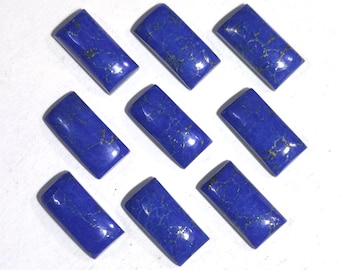 Cabochão de lápis-lazúli Cabochão de lápis-lazúli em formato retangular Pedra preciosa azul para fabricação de joias Pedra de cura metafísica Cabochão de fundo plano calibrado