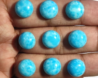 Cabochon en larimar : pierre précieuse bleue ronde pour la fabrication de bijoux