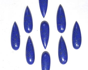 Cabochão de Lápis-Lazúli em Forma de Lágrima: Pedra Preciosa com Fundo Plano e Perfurado