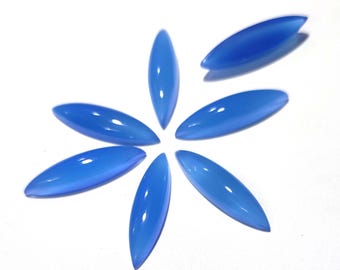 Natural Blue Chalcedony Gems/ Blue Chalcedony Cabochon/ Marquise Chalcedony Cabs Loose Gemstone/ Wholesale Chalcedony Loose Gemstone