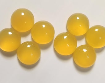 Mango Chalcedony Round Shape Cabochon 6MM to 30 MM Calibrated Cabochon Yellow Chalcedony Cabochon Loose Gemstone for Jewelry Making Supplies