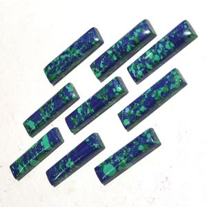 Malachite Azurite Cabochon Rectangle Shape Blue Green Gemstone Healing Crystal Stone Loose Calibrated Flat Back Wholesale Gemstone Cabs