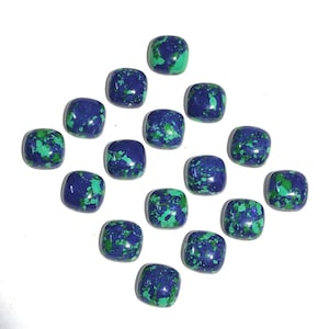 Azurite Malachite Gemstone Cushion Shape Blue Green Cabochon Healing Crystal Stone Loose Calibrated Flat Back Wholesale Gemstone Cabs