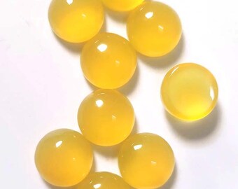 Mango Chalcedony Round Shape Cabochon 4MM to 30 MM Calibrated Cabochon Yellow Chalcedony Cabochon Loose Gemstone for Jewelry Making Supplies