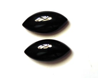 Coppia di pietre preziose di onice nero naturale a forma di marquise, da 5 x 10 mm a 15 x 30 mm, coppia di pietre preziose di onice di tutte le dimensioni, coppia di onice nero sfuso per gioielli