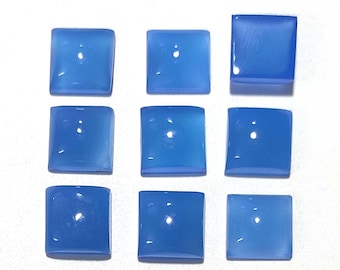 Natural Blue Chalcedony Gemstone Cabochon Square Shape, Untreated Blue Color Gemstone, Chalcedony Cabs 5MM to 30MM Spiritual Crystal Mineral