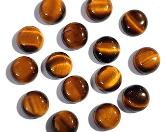 100% Natural Tiger Eye Gemstone/ Tiger's eye Round Cabs/ AAA Wholesale Coffee Brown Tiger's eye Stone/ For Craft Supplies for jewelry making