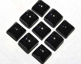 AAA+ Black Onyx Cabochon: Square Flat Back Calibrated Gemstone