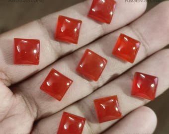 AAA+ Natural Carnelian Cabochon, Dark Orange Color Gemstone, Wholesale Carnelian Cabs, Square Carnelian Spiritual Crystal Mineral Gemstone