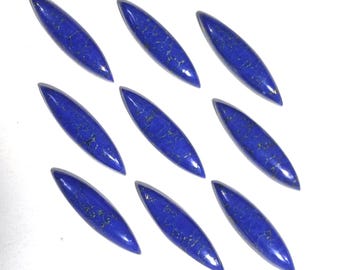 Cabochão de lápis-lazúli Cabochão de lápis-lazúli em formato marquise Boho Pedra preciosa azul para brincos Fabricação de joias Pedra de cura Parte traseira plana Cabo calibrado
