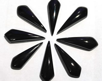 Cabujón de ónix negro AAA+: Piedra preciosa calibrada con base plana de Tilak