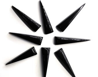 AAA+ Black Onyx Cabochon: Triangle/Pyramid Flat Back Calibrated Gemstone