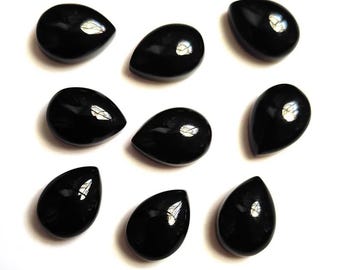 Cabujón de ónix negro natural calibrado en forma de pera, de 6 x 4 mm a 20 x 30 mm. Piedra curativa. Venta al por mayor de gemas para la elaboración de joyas.