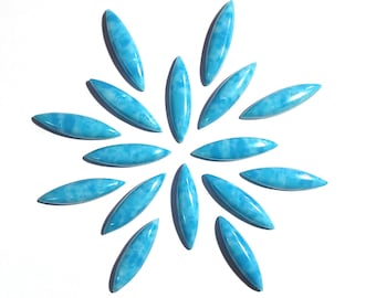 Pierres précieuses bleues Larimar cabochon en forme de marquise pour bijoux Guérison en vrac, dos plat, calibrée en gros, toutes les tailles