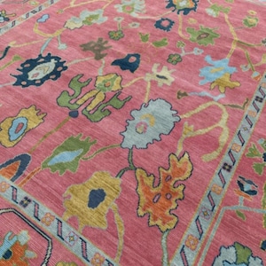 Pink Oushak Rug Hand knotted for Living Room, Dining Room, Office, Bedroom, Hand Knotted Wool Area Rugs,9x12,10x14,Modern 8x10ready for ship