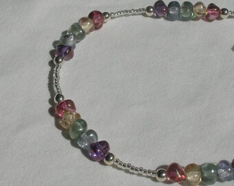 Pale Rainbow Czech Bead Nugget Necklace