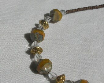 The Perfect Fall Necklace with Faceted Picasso finished Mustard Czech beads