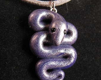 Metallic silver and purple snake pendant