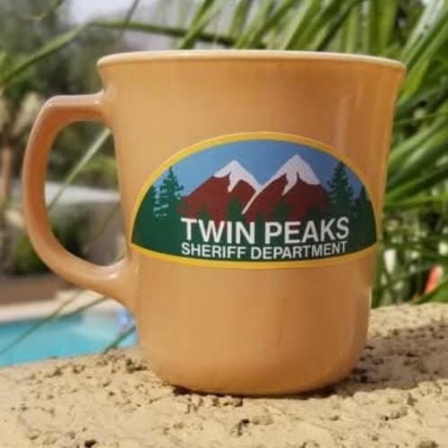 Mug Twin Peaks Sheriff Department - Céramique 325 Ml + Dessous De Verre En Bois - Cadeau Pour Fans