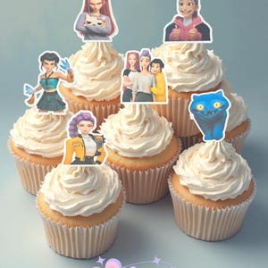 K-Pop demon hunters Cupcake Toppers- Set of 12 - Huntrix Birthday Party Decor