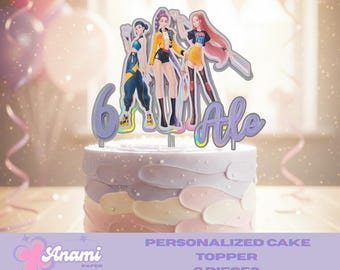 Custom K-Pop Girl Group Cake Topper, Holographic Party Decoration