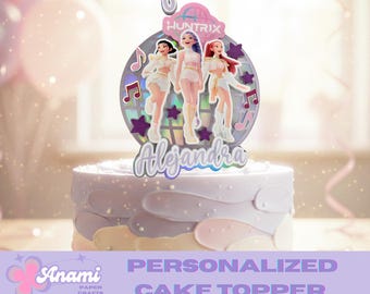Personalized K-Pop inspired Cake Topper, Holographic Birthday Party Decoration
