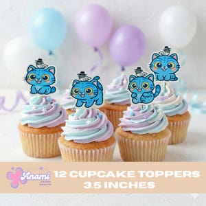 Derpy K-Pop inspired Cupcakes toppers -Set of 12- Kawaii theme Birthday