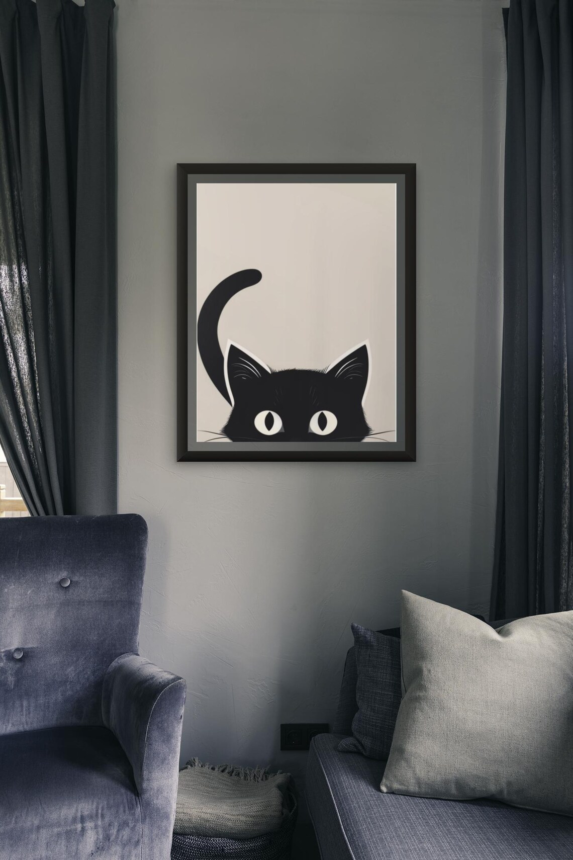Sneaking Cat Reference Sneaking Black Cat Poster: Minimalist Wall Art, Animal Lover Gift - Etsy
